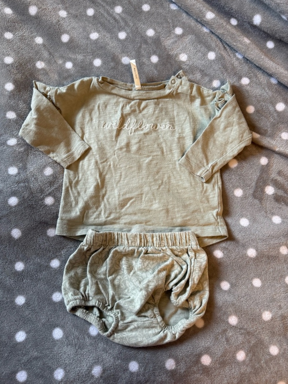 Rylee & Cru Wildflower Olive Green Baby Top & Bloomers